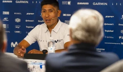 Nairo Quintana en la rueda de prensa que anuncia su retiro.