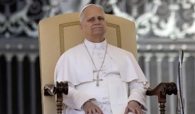 El Papa León León XIV durante su audiencia general semanal en la Plaza de San Pedro este miércoles. 