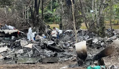 Área donde ocurrió el accidente de una aeronave de la Fuerza Aeroespacial Colombiana, en Puerto Leguízamo.