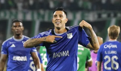 El argentino Rodrigo Contreras, autor de un doblete ante Nacional. 