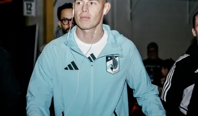 El colombiano James Rodríguez a su llegada al estadio.