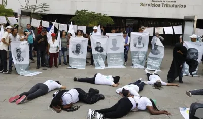 Protesta en contra de los asesinatos de líderes sociales.