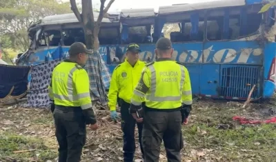 El bus involucrado en el accidente. 