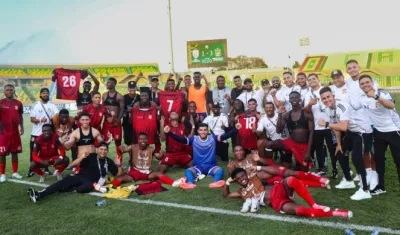 Barranquilla Fútbol Club celebrando en el Jaime Morón. 