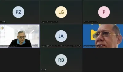 Aspecto de la audiencia que fue instalada este jueves, pero no pudo continuar por no conexión de la defensa y del imputado. 