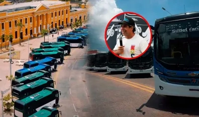 Los buses y el Alcalde Alex Char.