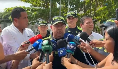 El comandante de la Policía Metropolitana de Cartagena, coronel Gelver Yesid Peña.