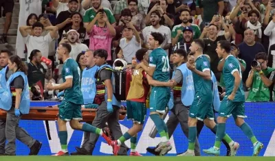 La celebración de los jugadores de Irak.