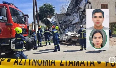 Leonardo Alemán Morales y el edificio colapsado.