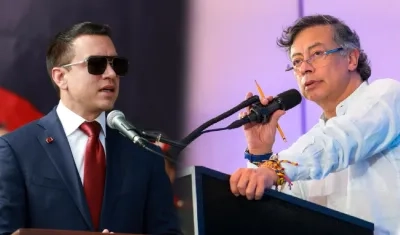 Daniel Noboa y Gustavo Petro, presidentes de Ecuador y Colombia, respectivamente. 