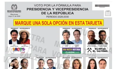 La primera parte del tarjetón electoral.