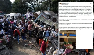 Lugar del atentado en la Vía Panamericana y el trino de Petro.