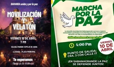 Velatón en Baranoa y Sabanagrande.