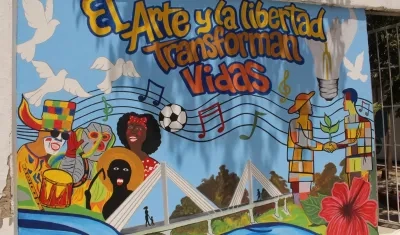 El mural realizado por personas privadas de la libertad.