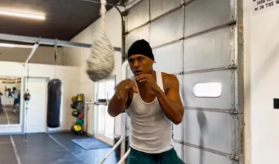 El boxeador barranquillero Juan Carlos Carrillo durante un entrenamiento en Las Vegas (Nevada).