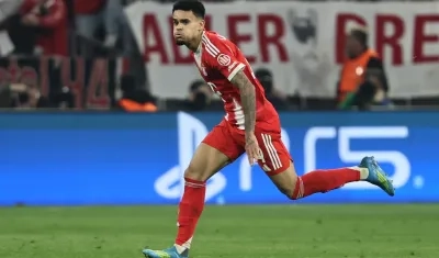 Luis Díaz tras marcar el gol del empate 3–3 del Bayern ante el Real Madrid. 