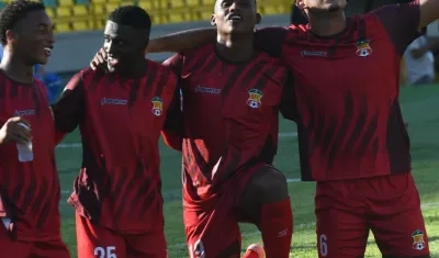 Darwin Torres, Marlon Carabalí, Cristian Peñate y Sebastián Caballero, jugadores del Barranquilla FC.