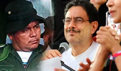 Alias 'Calarcá' y el candidato Iván Cepeda.