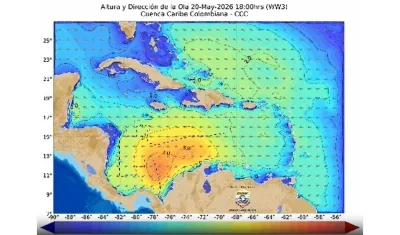 Mapa de pronóstico meteorológico y oceanográfico.