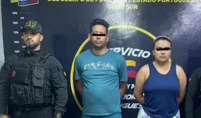 Edinson José Torres Sarmiento y María Fernanda Delgado Hernández, dos de los capturados.