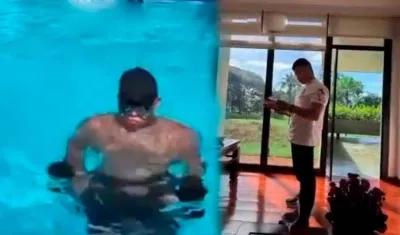 El chef bañandose en la piscina y usando zonas de la embajada de Colombia en Brasil. 