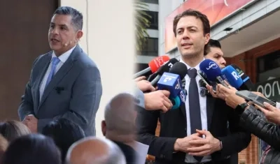 El agente interventor de la Nueva EPS, Jorge Iván Ospina, y el Supersalud, Daniel Quintero.