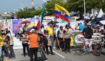 Marcha por el Día del Trabajo en Barranquilla.
