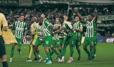 La celebración de los jugadores de Atlético Nacional.