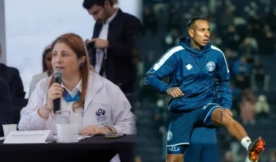 La defensora Iris Marín Ortiz y Sebastián Villa.