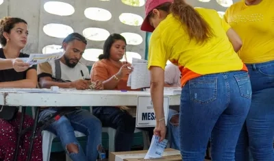Mesa de votación en Barranquilla.