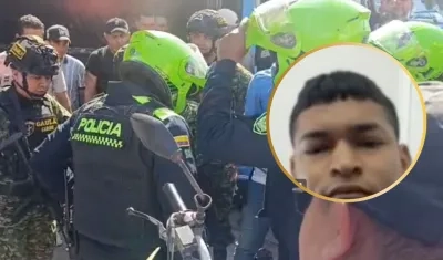 La Policía y el Gaula Militar en la zona donde los sicarios dejaron abandonadas varias armas. 