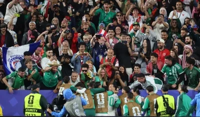 La celebración de los jugadores de Argelia.