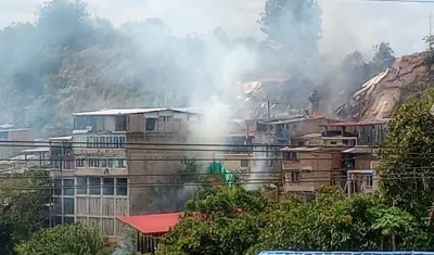 Lugar donde se presentó la explosión en el municipio de La Unión. 