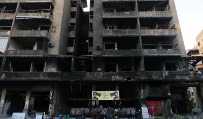 Edificio destruido en Beirut por ataque israelí.