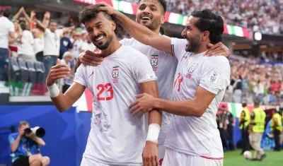 La celebración de los jugadores de Irán.
