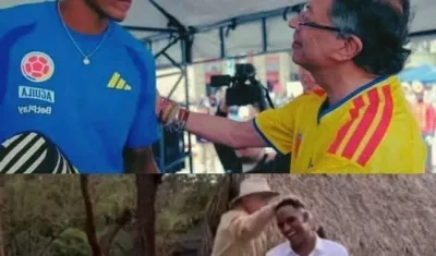 El expresidente Álvaro Uribe con Yerry Mina.