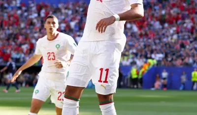 La celebración de Ismael Saibari.