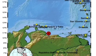 Epicentro del temblor en Venezuela. 