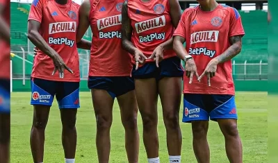 Daniela Caracas, Mayra Ramírez, Jorelyn Carabalí y Wendy Bonilla, integrantes de la Selección Colombia femenina.