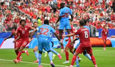 El cabezazo de Yoane Wissa que le dio el empate a Congo ante Portugal.