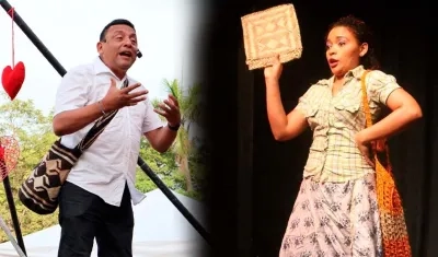 Los cuenteros Nicolás Lubo Matallana y Yina Gutiérrez.
