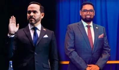 Abelardo De La Espriella y Mohamed Irfaan Ali, presidente electo de Colombia y presidente de Guyana, respectivamente.