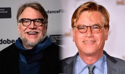 El director Guillermo del Toro y el guionista Aaron Sorkin.