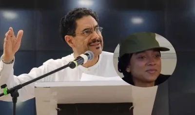 El senador Iván Cepeda y Juliana Guerrero.