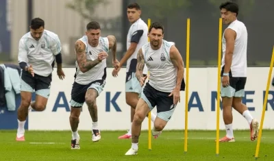 Lionel Messi en la práctica previa a la final. 
