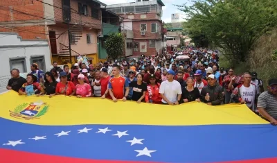 Marcha para conmemorar el natalicio del presidente fallecido Hugo Chávez.