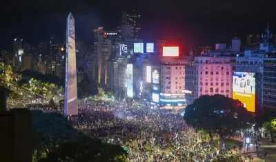 Los hinchas argentinos en Buenos Aires.