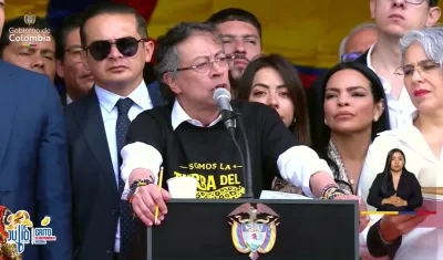 El Presidente Gustavo Petro durante su discurso. 