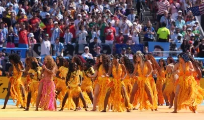 Shakira durante el show de medio tiempo de la final de la Copa del Mundo 2026