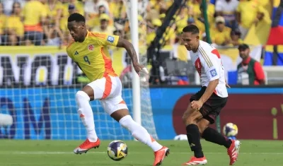 Jhon Jáder Durán durante el partido contra Perú, en Barranquilla.